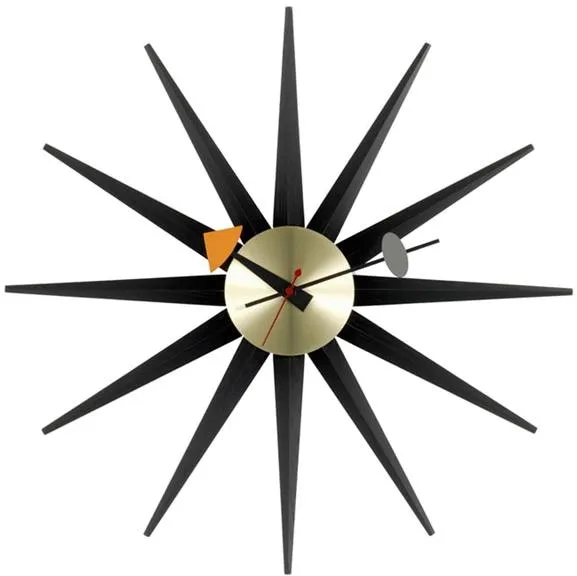 Vitra Sunburst Clock Ur Sort/Messing